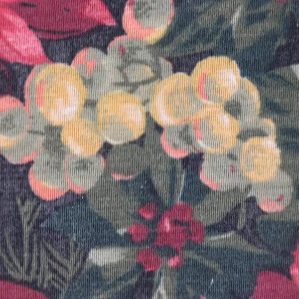 Set of 6 Vintage Cotton Napkins, Poinsettias & Fruit, 17”x17" 