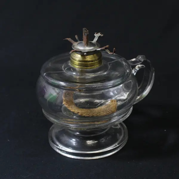 Antique Finger Hold Glass Oil Kerosene Lamp For Repair