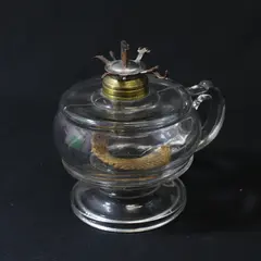 Antique Finger Hold Glass Oil Kerosene Lamp For Repair