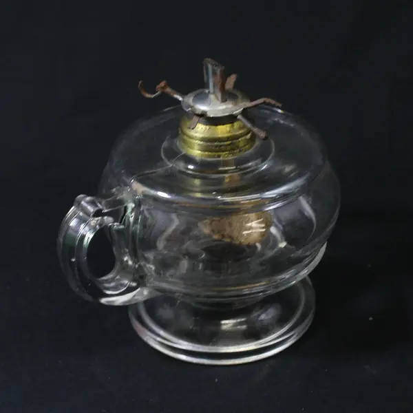 Antique Finger Hold Glass Oil Kerosene Lamp For Repair