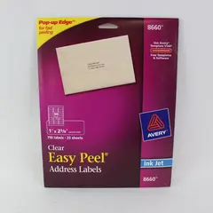 Avery 8660 (690 Count) Clear Easy Peel Address Labels 1" x 2-5/8"  