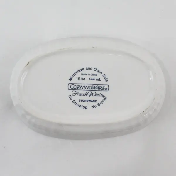 Corning Ware French White Stoneware 15 oz (444 mL) Oval Casserole Dish Bowl