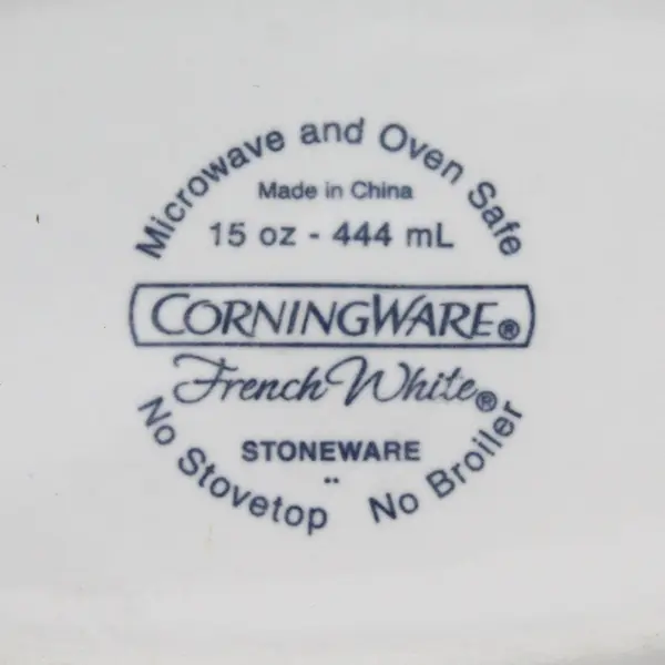 Corning Ware French White Stoneware 15 oz (444 mL) Oval Casserole Dish Bowl
