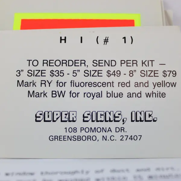 Super Signs Inc Fluorescent Adhesive Window Sign Letters Numbers Symbols Lot
