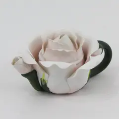 Vintage Hand Painted  Pink Ceramic Rose Blossom Shaped Mini Teapot With Lid
