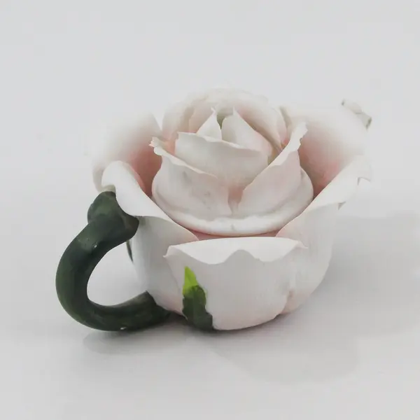 Vintage Hand Painted  Pink Ceramic Rose Blossom Shaped Mini Teapot With Lid