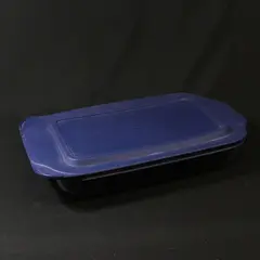 Vintage Pyrex 232 Clear Glass Rectangle Casserole Dish w/ Blue Lid