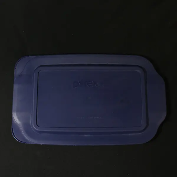 Vintage Pyrex 232 Clear Glass Rectangle Casserole Dish w/ Blue Lid