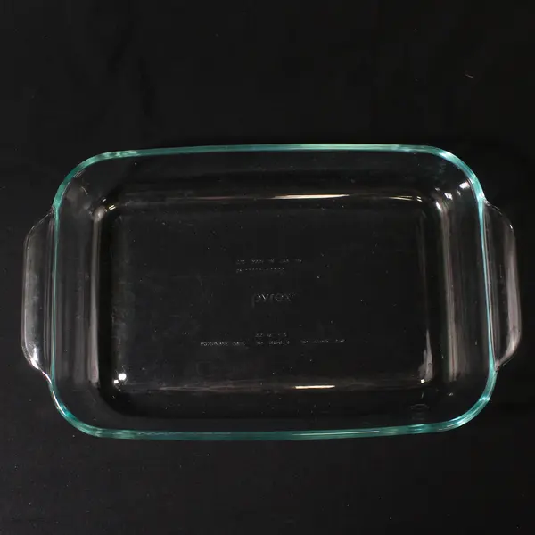 Vintage Pyrex 232 Clear Glass Rectangle Casserole Dish w/ Blue Lid