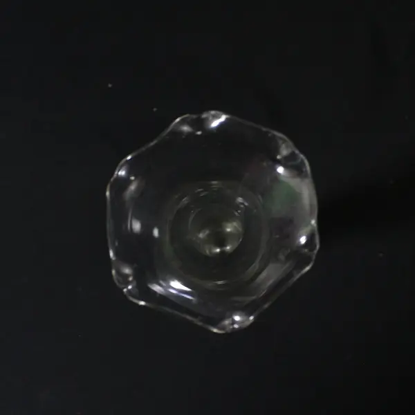 Clear Etched Leaves Glass Long Stem Bud Vase Ruffled Rim 10”