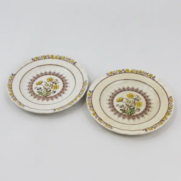 2  Spode Buttercup Bread Plates 6.5" w/Newer and Older Back Stamps