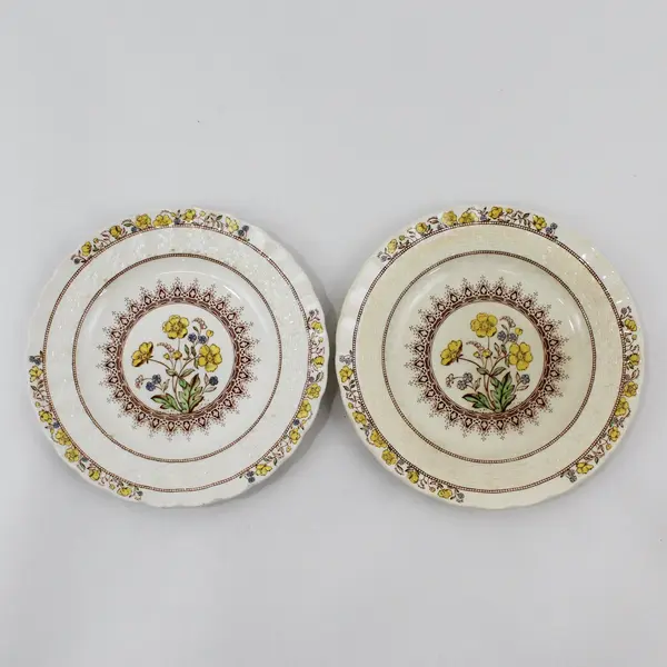 2  Spode Buttercup Bread Plates 6.5" w/Newer and Older Back Stamps