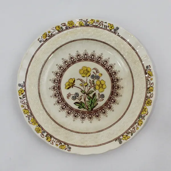 2  Spode Buttercup Bread Plates 6.5" w/Newer and Older Back Stamps