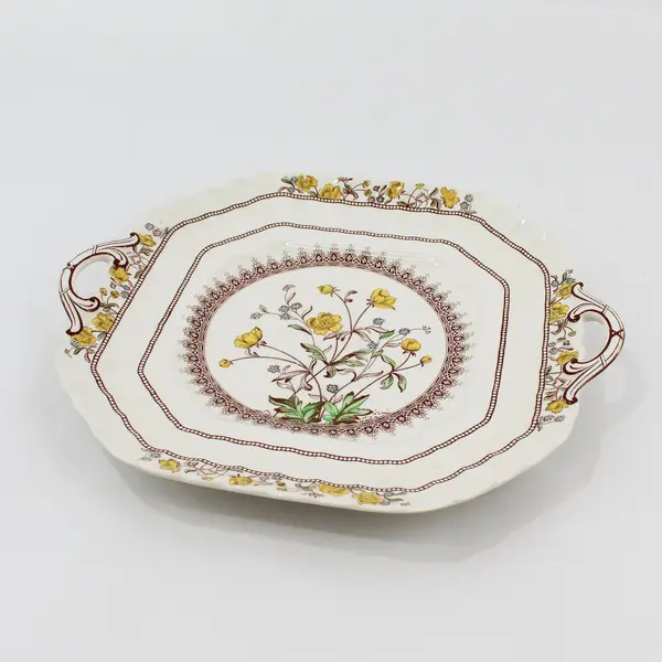 Spode Buttercup Square Cake Plate With Handles