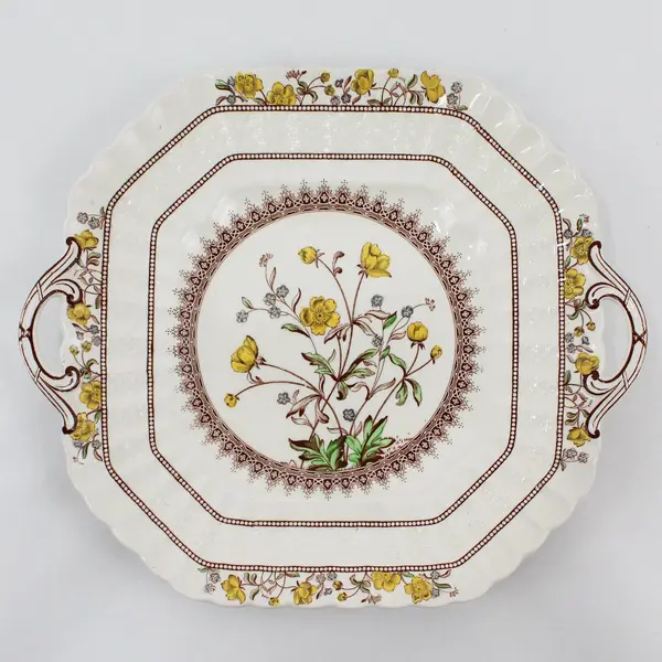 Spode Buttercup Square Cake Plate With Handles