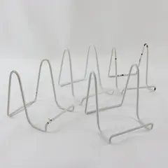White Wire Plate Lid Rack Organizer Stand Kitchen Dish Storage Holder Used