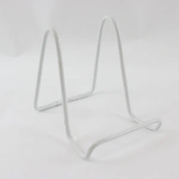 White Wire Plate Lid Rack Organizer Stand Kitchen Dish Storage Holder Used