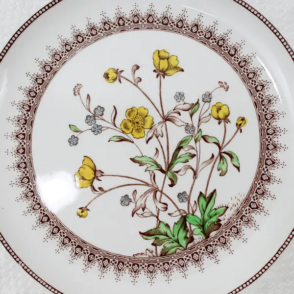 3 Spode Buttercup Dinner Plates 10.25" Older Back Stamp