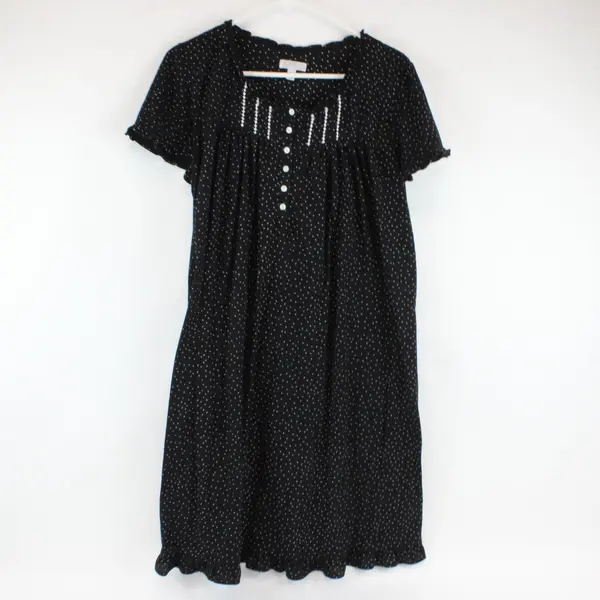 Secret Treasures Short Sleeve Sleepwear Dress Black White Polka Dot L(12-14)