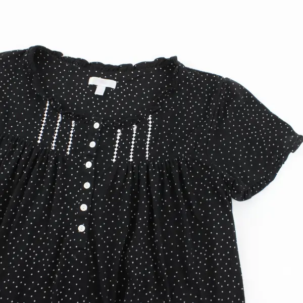 Secret Treasures Short Sleeve Sleepwear Dress Black White Polka Dot L(12-14)