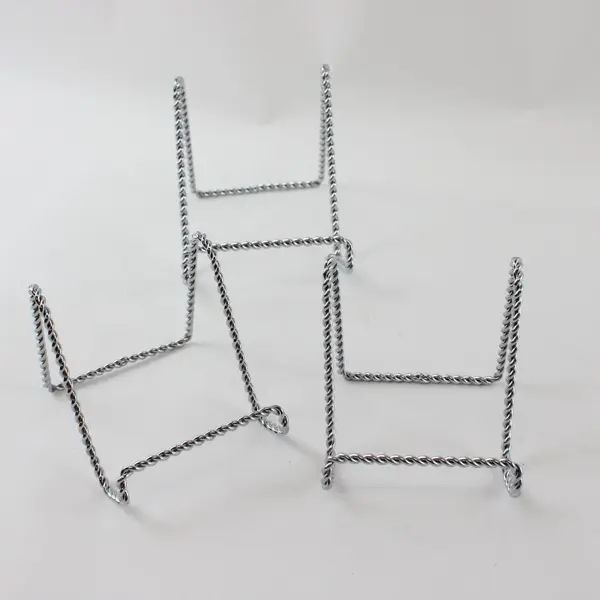 Lot of 4 Unbranded Twisted Wire Metal Display Easels Plate Stands