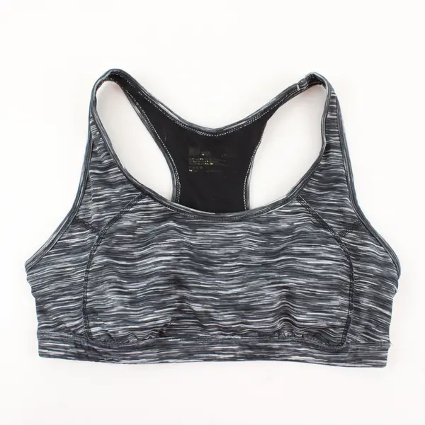 Unbranded Black Gray Striped Racerback Sports Bra L/XL Estimated