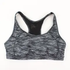 Unbranded Black Gray Striped Racerback Sports Bra L/XL Estimated