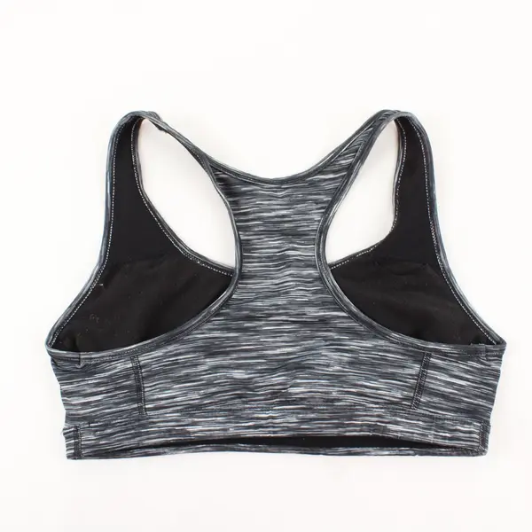 Unbranded Black Gray Striped Racerback Sports Bra L/XL Estimated