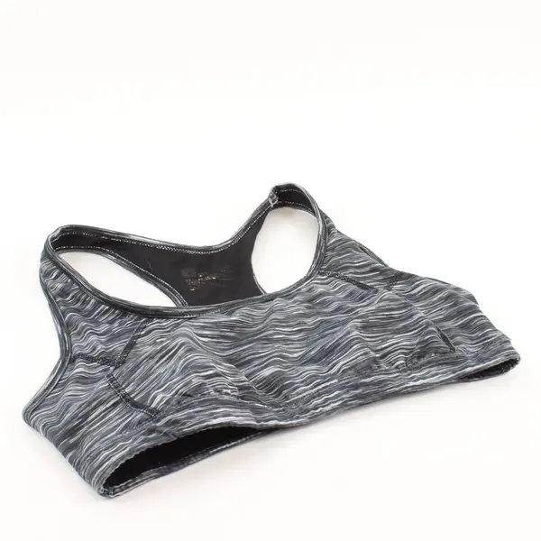 Unbranded Black Gray Striped Racerback Sports Bra L/XL Estimated