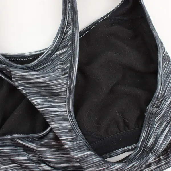 Unbranded Black Gray Striped Racerback Sports Bra L/XL Estimated