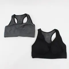 Unbranded Women’s Medium Racerback Sports Bras (Lot of 2) - Gray and Black