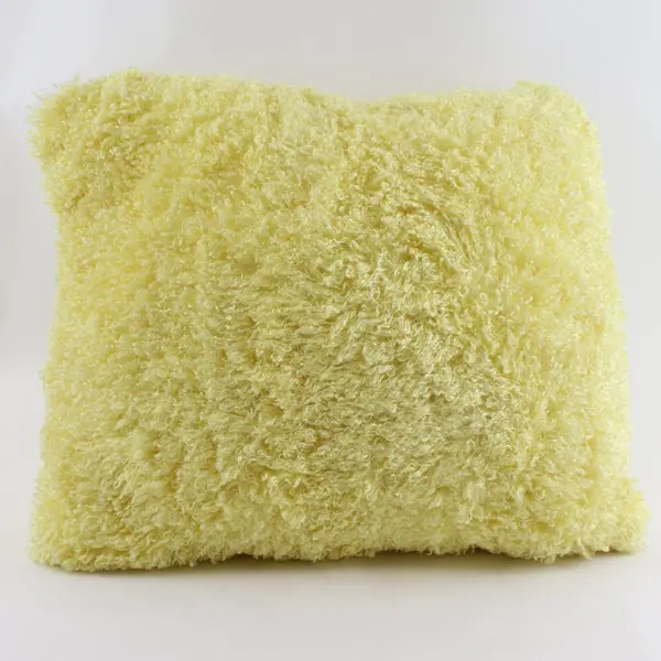 Melrose Home Collections Sunshine Yellow Fuzzy Throw Pillow 15x15