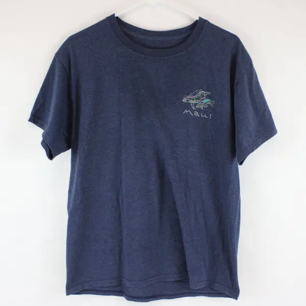 Hanes T Shirt Maui Hawaii Whale Blue Men's Size M Short Sleeves 