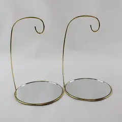 Set of 2 Tripar Gold Tone Ornament Hangers Mirror Base