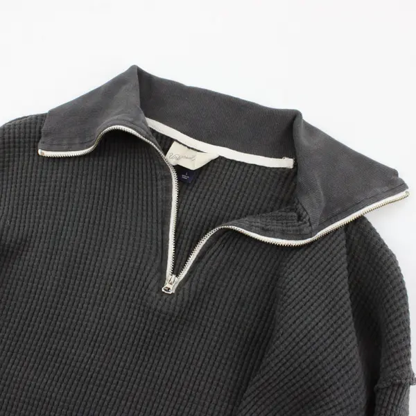 Universal Thread Waffle Knit Cropped Quarter Zip Gray Large 