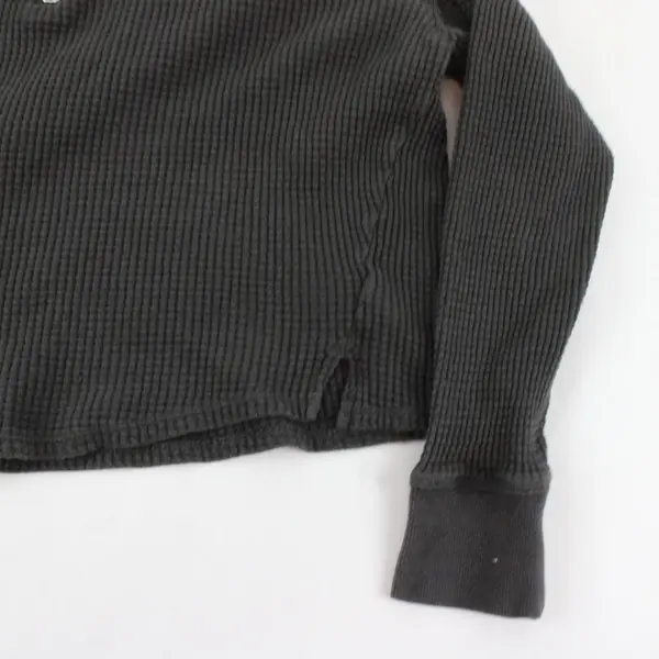Universal Thread Waffle Knit Cropped Quarter Zip Gray Large 
