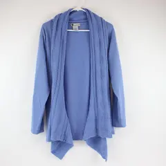 SweaterSource Blue Open Front Knit Cardigan Size Large