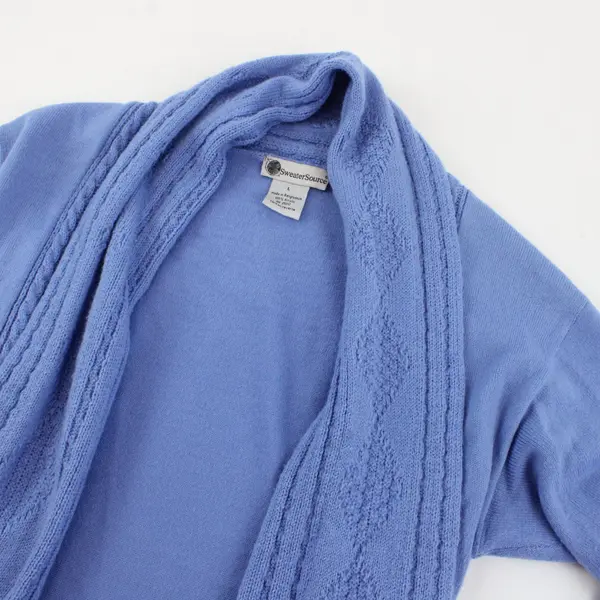 SweaterSource Blue Open Front Knit Cardigan Size Large