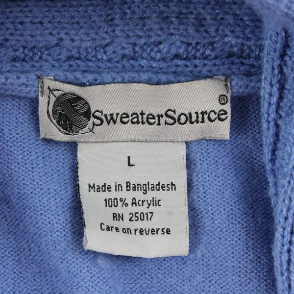 SweaterSource Blue Open Front Knit Cardigan Size Large