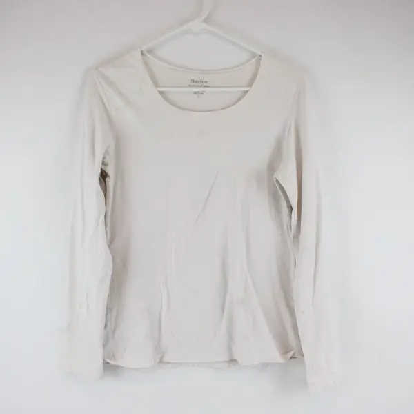 Heirloom White Long Sleeve Shirt Womens Large Cotton Blend 