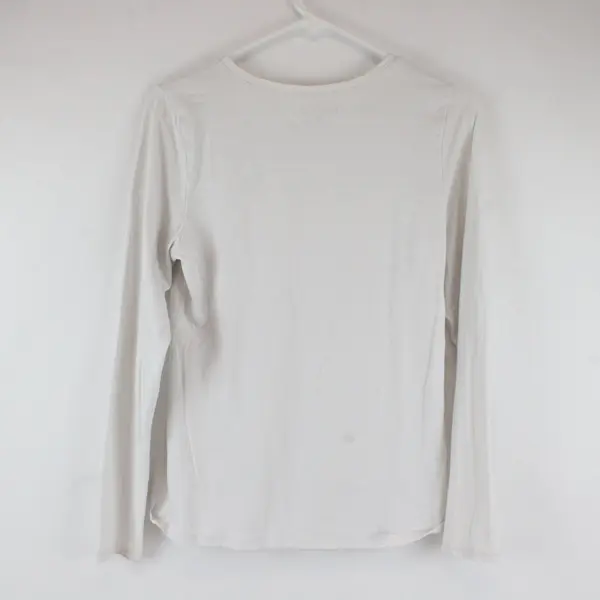 Felina Women's White Long Sleeve Cotton Modal Stretch Crew Neck Top L/G