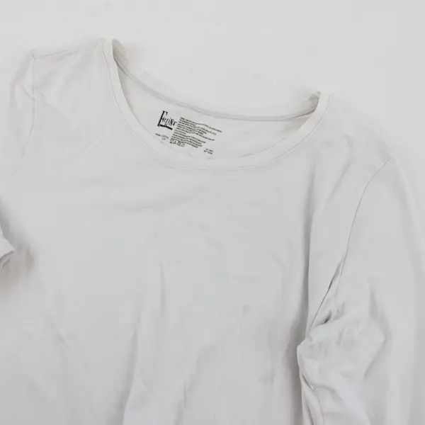 Felina Women's White Long Sleeve Cotton Modal Stretch Crew Neck Top L/G