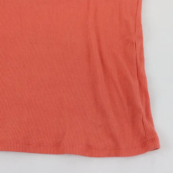 Women Orange Ribbed Slim Fit Sleeveless Tank Top Unbranded Scoop Neck