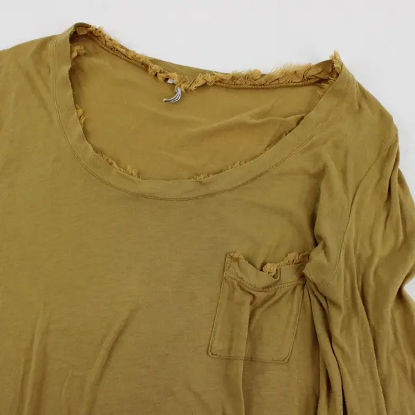 Splendid Womens Size Large Gold Mustard Long Sleeve Scoop Neck Top Lightweight