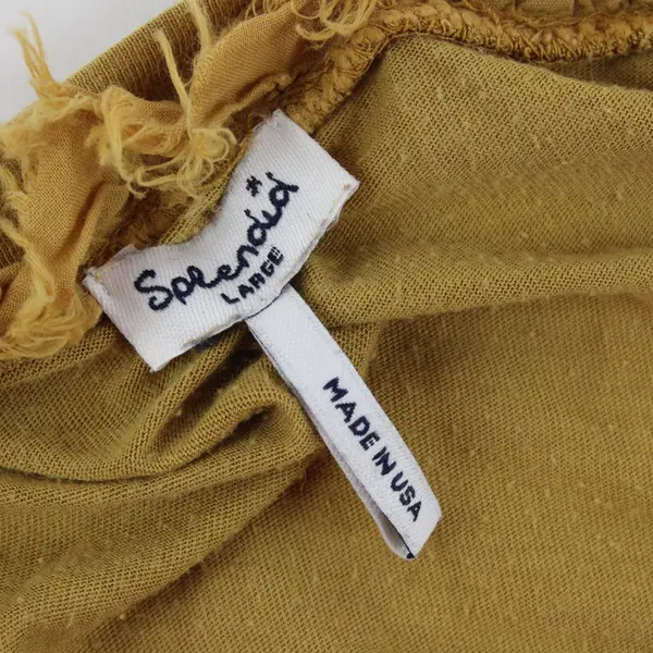Splendid Womens Size Large Gold Mustard Long Sleeve Scoop Neck Top Lightweight