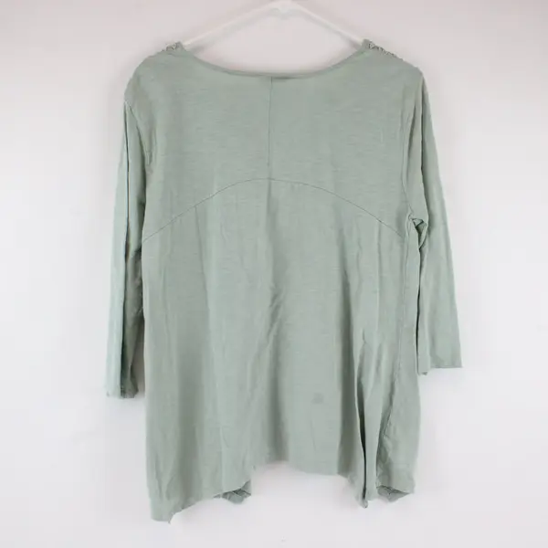 Style & Co Petite PL Boho Tunic Top Black, White, Mint Embroidered 3/4 Sleeve 