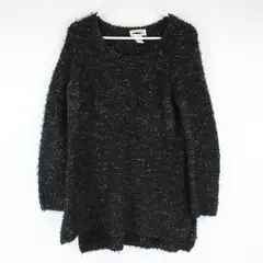Max Studio Specialty Products Black and Brown Fuzzy Knit Sweater Comfy Chic Sz M