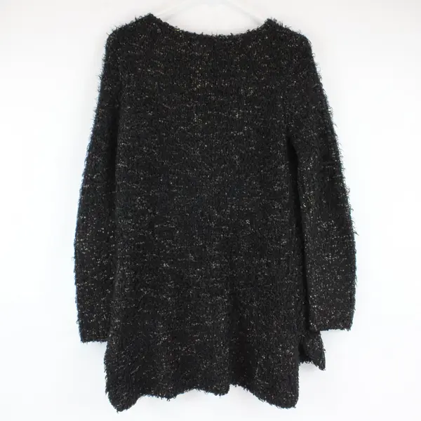 Max Studio Specialty Products Black and Brown Fuzzy Knit Sweater Comfy Chic Sz M
