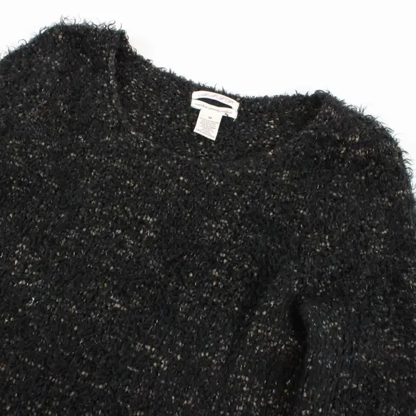 Max Studio Specialty Products Black and Brown Fuzzy Knit Sweater Comfy Chic Sz M