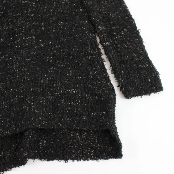 Max Studio Specialty Products Black and Brown Fuzzy Knit Sweater Comfy Chic Sz M